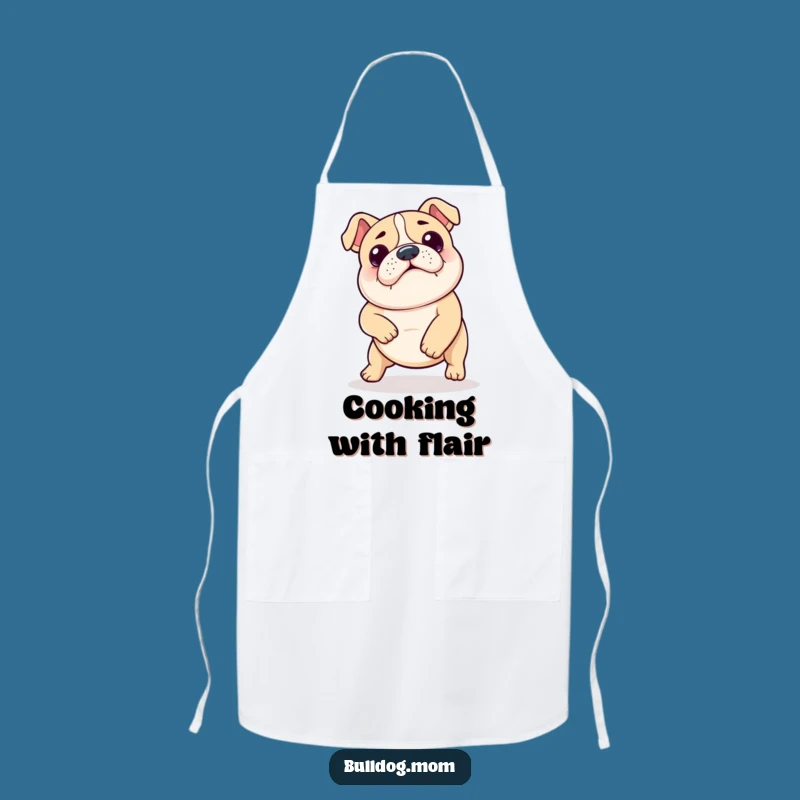 Funny Kawaii Bulldog Shuffle Apron - Hilarious Dog Kitchen Gift