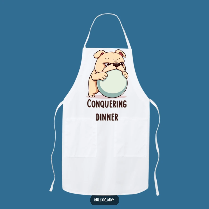 Funny Bulldog Apron: Chef's Determined Ball Pusher Gift