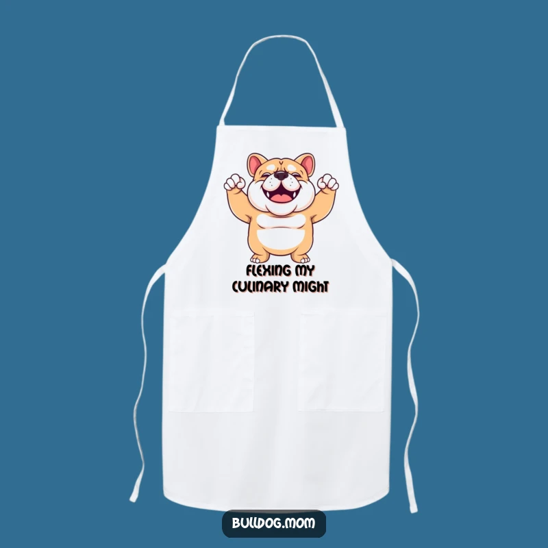Funny Bulldog Flex Apron: Cook with Strength and Humor
