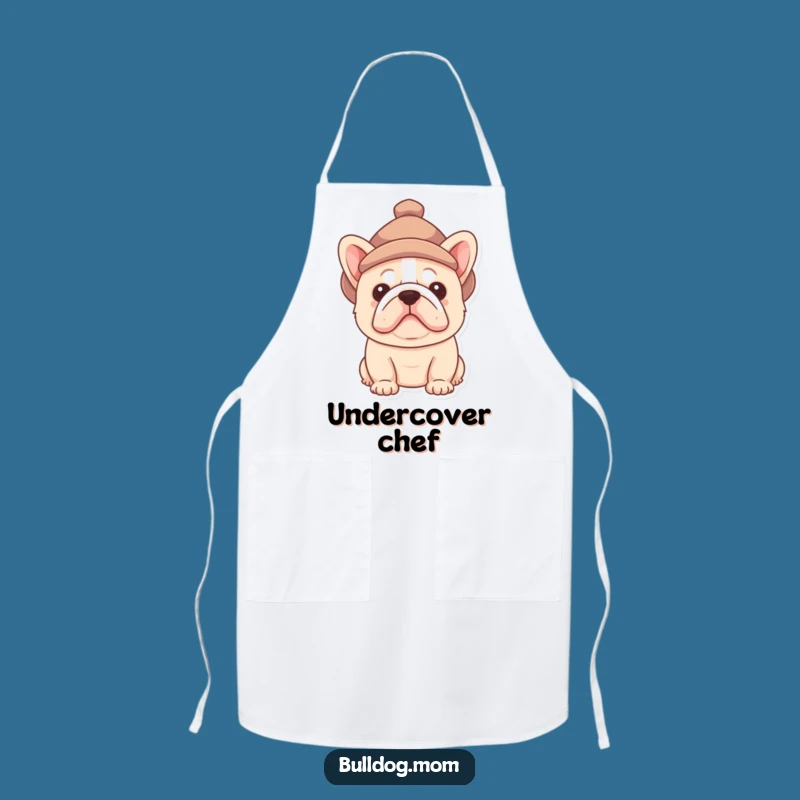 Funny Bulldog Hat Peek Apron - Chef Pup Gift for Kitchen Fun