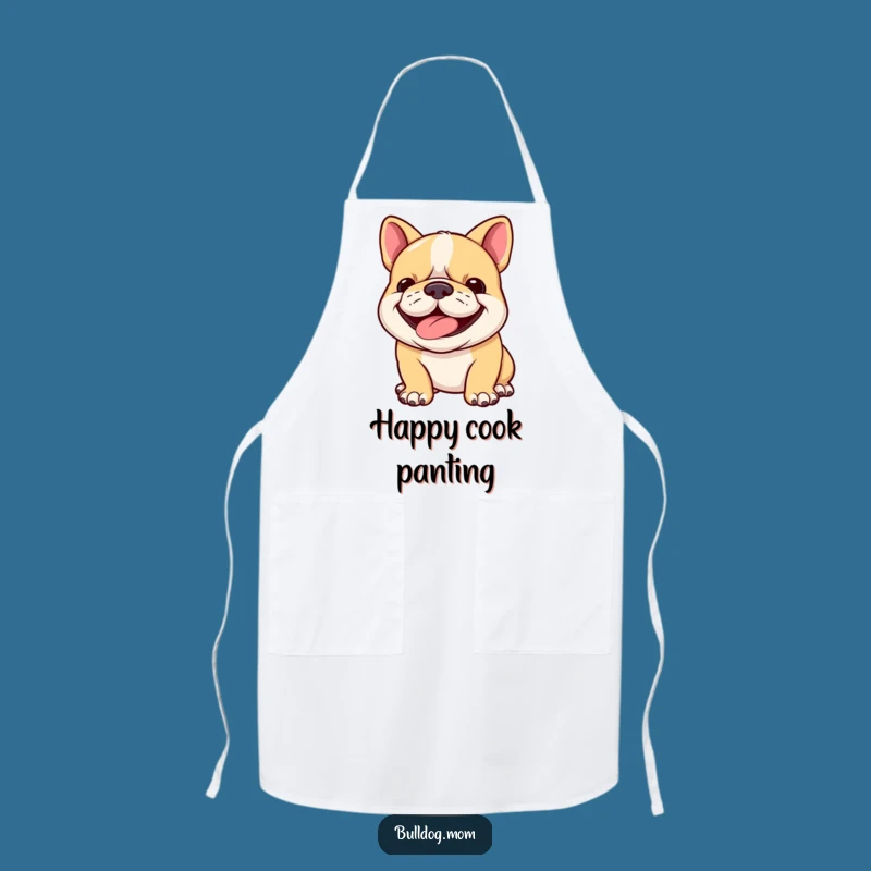 Funny Happy Bulldog Cub Apron - Chef Pup Panting, Kitchen Gift!