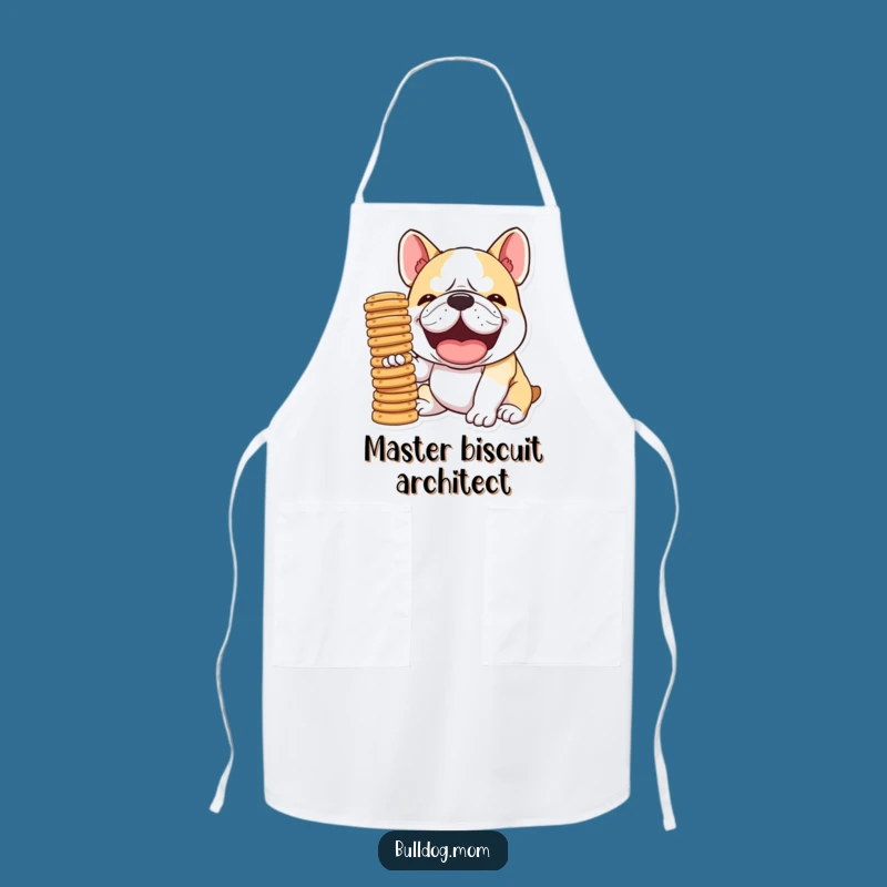 Funny Kawaii Bulldog Apron, Chef's Humorous Biscuit Balancing Companion