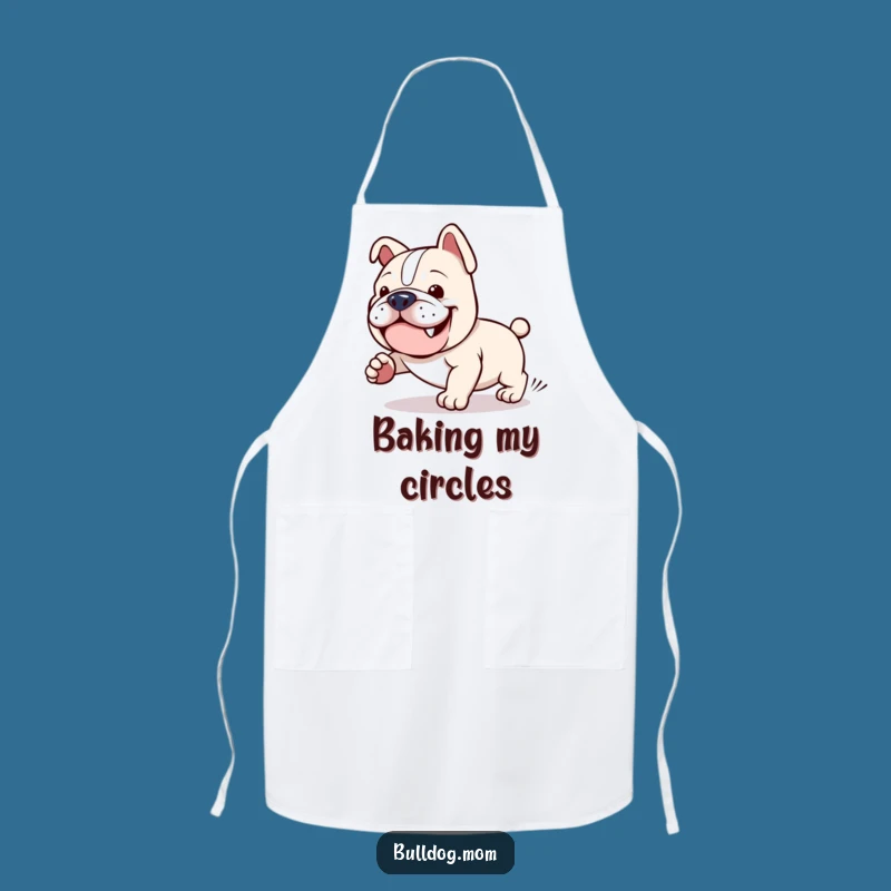 Funny Kawaii Bulldog Apron: Determined Tail Chasing Chef Wear