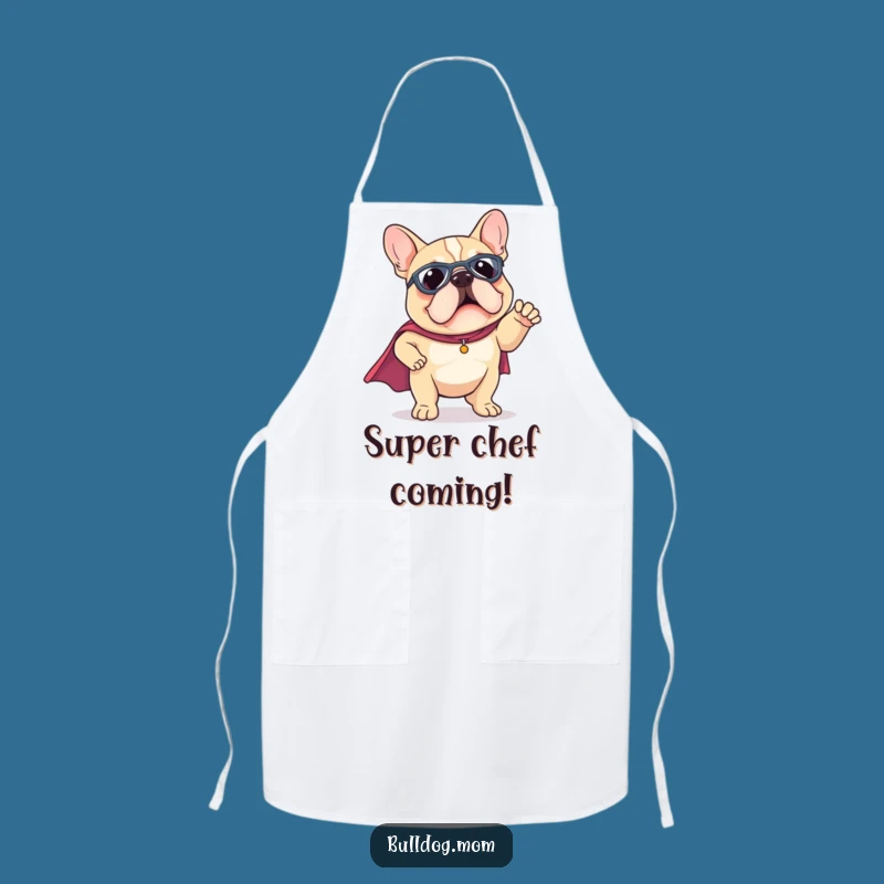 Funny Kawaii Bulldog Superhero Cape Apron - Heroic Puppy Chef