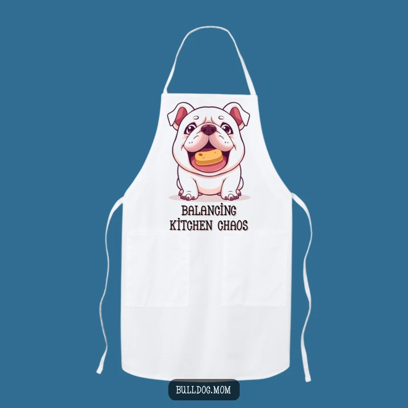 Funny Kawaii Bulldog Treat Balance Apron - Mischievous Puppy Chef
