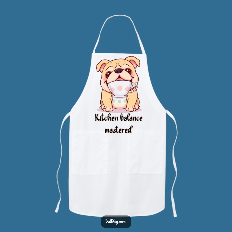Funny Bulldog Teacup Apron - Elegant Chef Dog, Hilarious Gift
