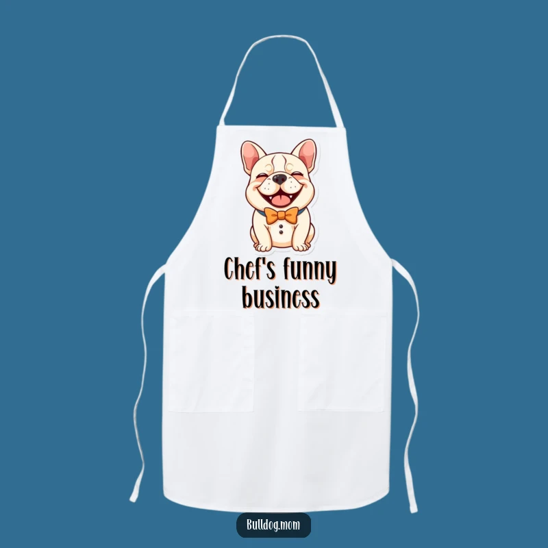 Kitchen Comedy: Funny Kawaii Bulldog Bow Tie Apron