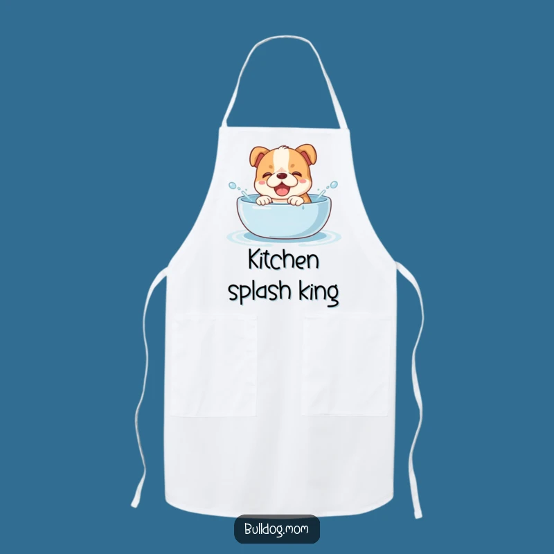 Funny Splashy Bulldog Cub Apron - Chef Pup Giggling, Kitchen Gift!
