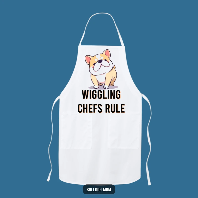 Funny Kawaii Bulldog Wiggle Apron - Happy Chubby Dog Chef Gift