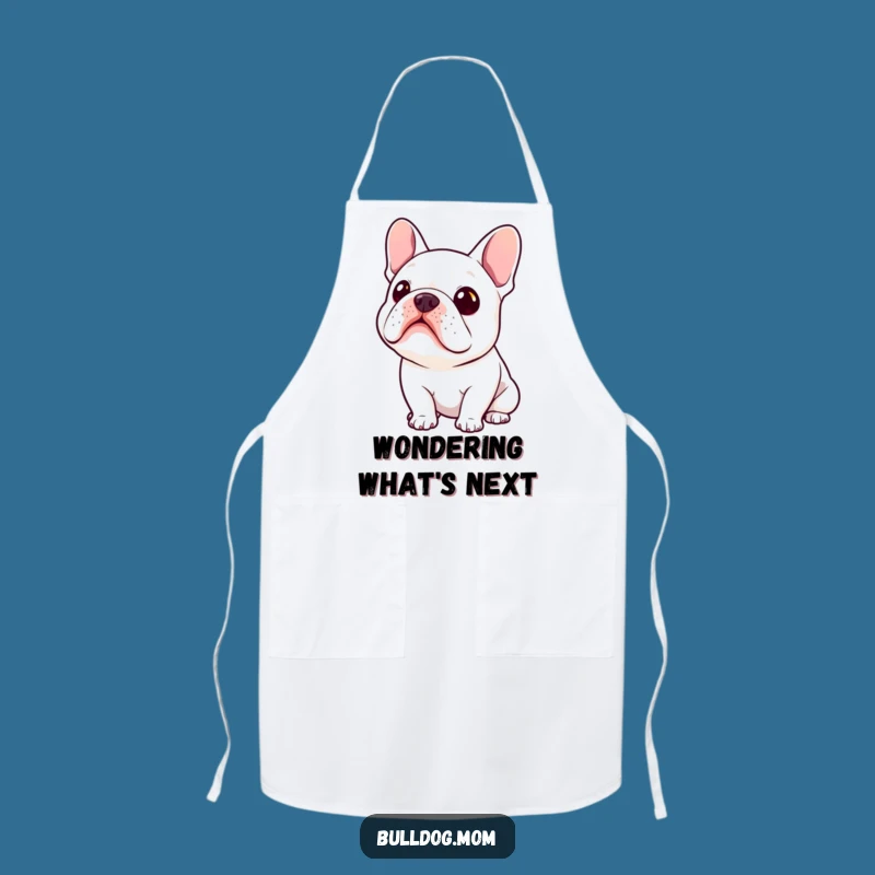 Funny Kawaii Bulldog Curiosity Apron: Hilarious Gift for Curious Cooks!