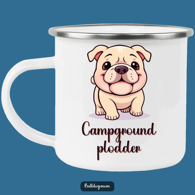 Funny Kawaii Bulldog Camping Mug: Happy Plodder Cup, Outdoor Humor Gift