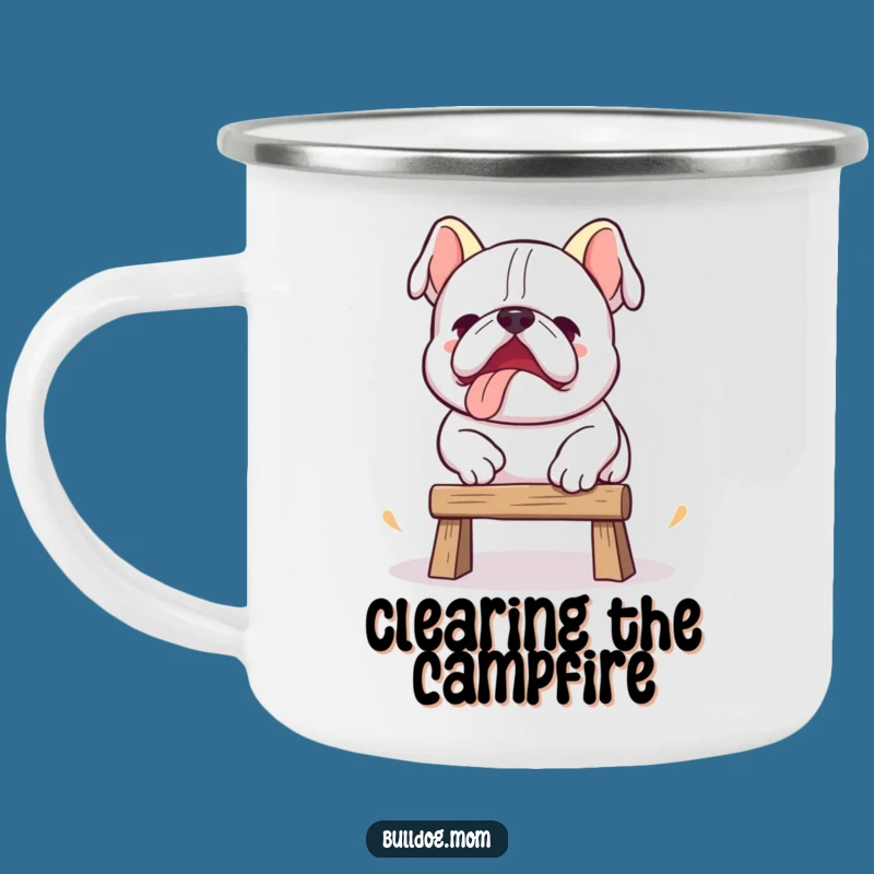Funny Kawaii Bulldog Adventure Mug: Clumsy Jump Challenge