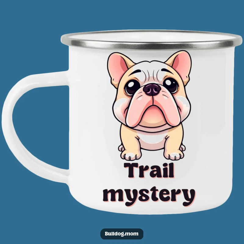Funny Bulldog Curiosity Camping Mug: Explore the Outdoors with This Puzzled Pup