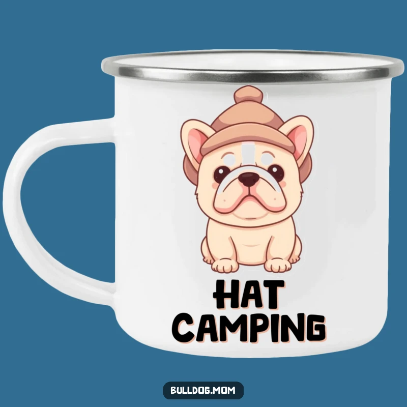 Funny Bulldog Hat Peek Camping Mug - Adventure Pup Gift