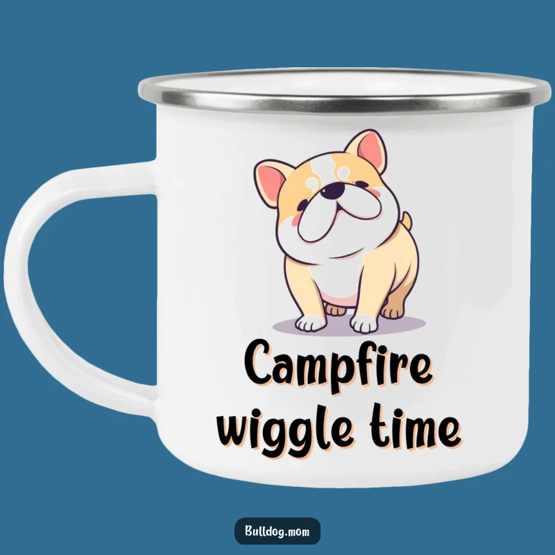 Funny Kawaii Bulldog Camp Mug - Happy Chubby Dog Outdoor Gift
