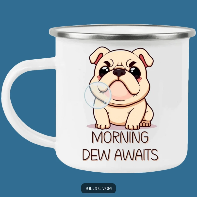 Funny Kawaii Bulldog Camping Mug, Durable & Humorous Outdoor Beverage Cup
