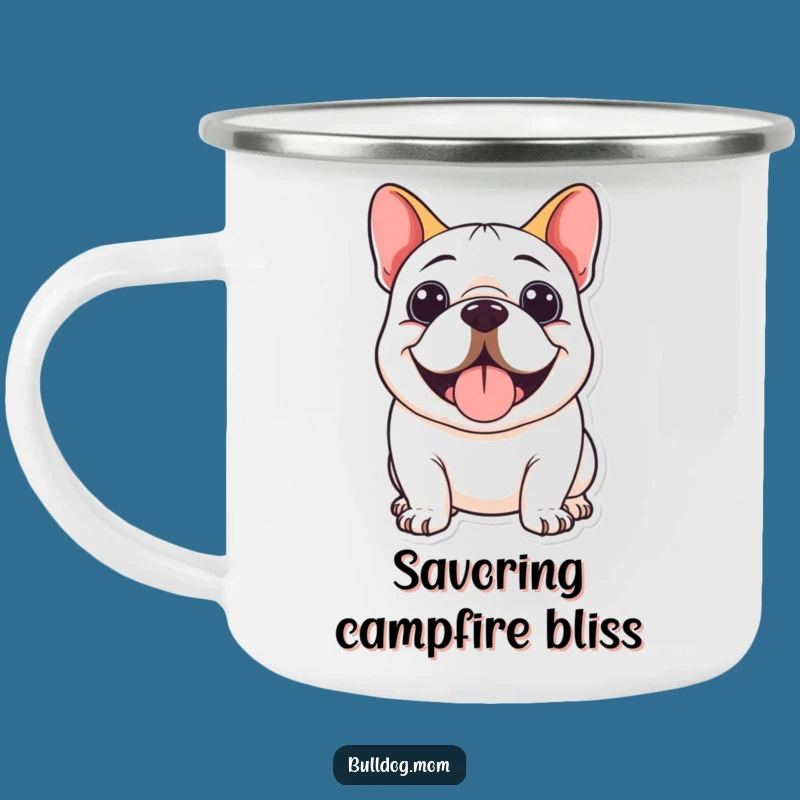Funny Kawaii Bulldog Smile Camping Mug: Hilarious Gift for Happy Campers!