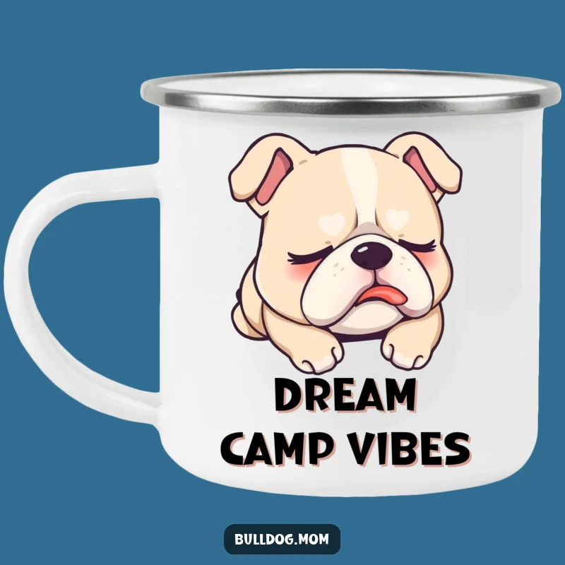 Funny Sleepy Bulldog Camping Mug: Adventure with Hilarious Dreams!