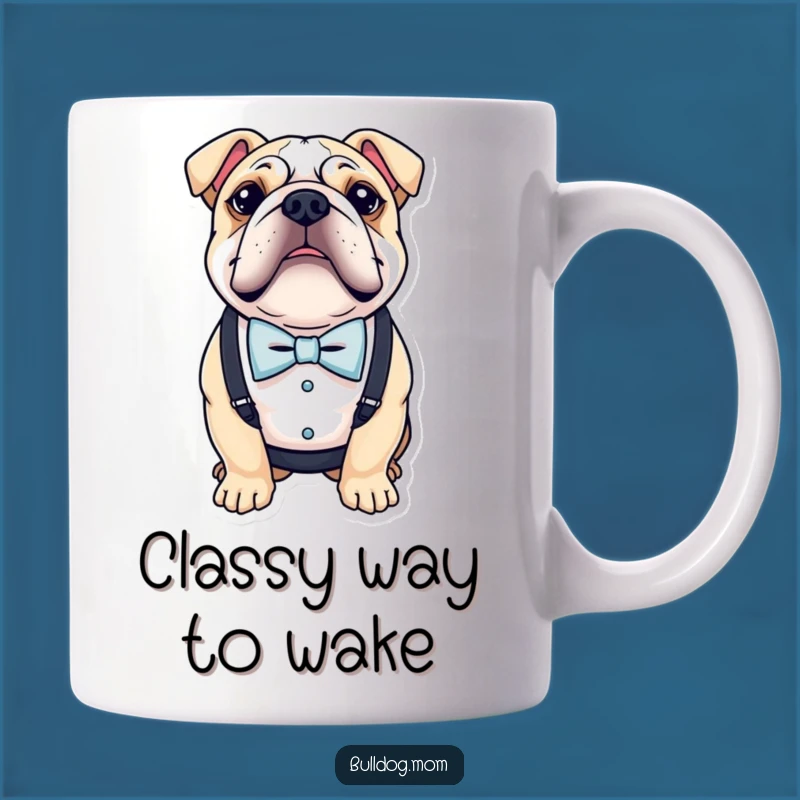 Funny Bulldog Bow Tie Mug: Dapper Suspenders Gentleman Gift