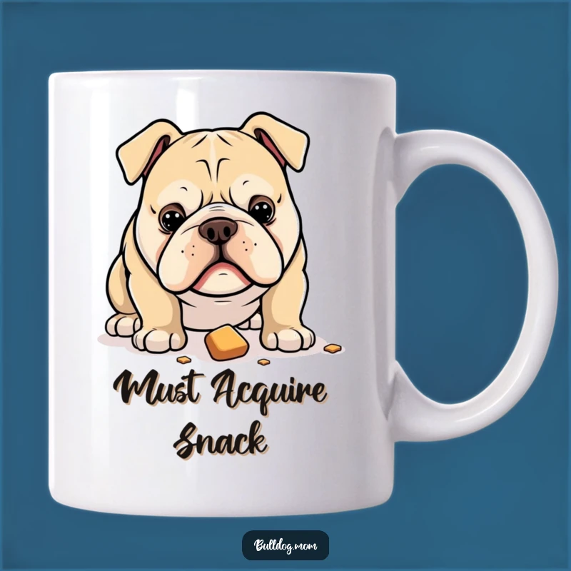 Funny Bulldog Treat Mug: Intense Dropped Snack Focus Gift