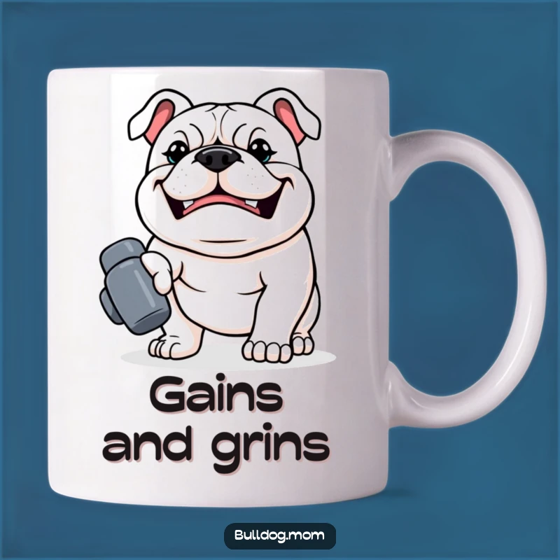 Funny Kawaii Bulldog Dumbbell Mug: Fitness Dog Gift