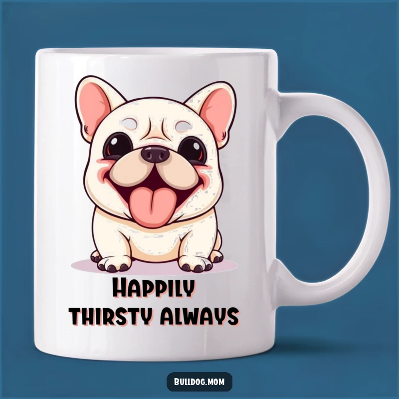 Funny Kawaii Bulldog Mug: Enthusiastic Panting, Tongue Out, Perfect Gift