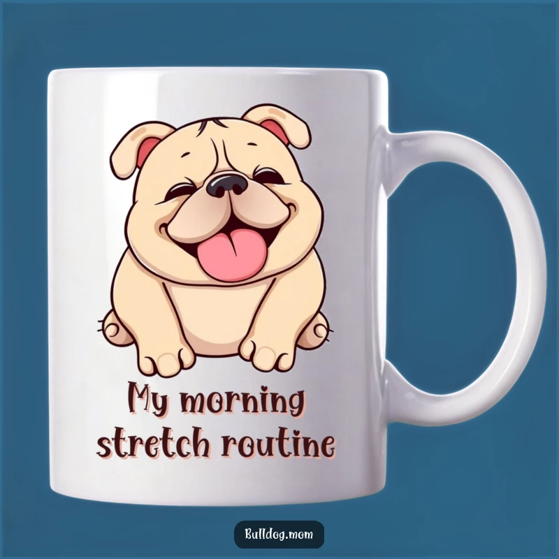 Funny Kawaii Bulldog Snort Mug: Playful Pup Rolling Over Joyfully