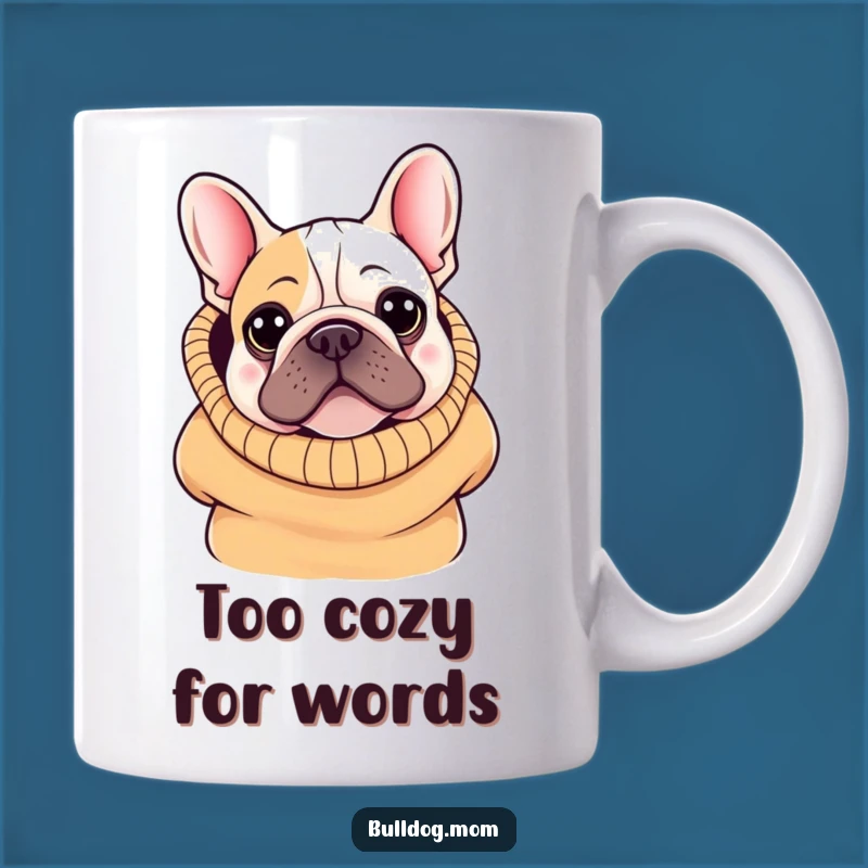 Funny Kawaii Bulldog Sweater Mug: Comical Peek Gift for Cozy Lovers