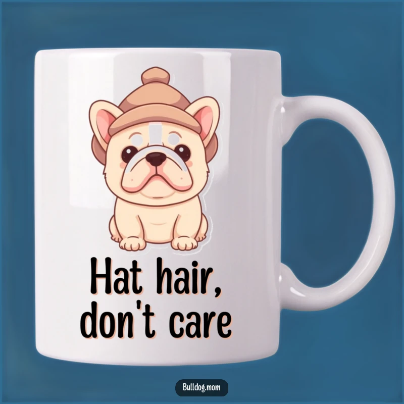 Funny Bulldog Hat Peek Mug - Adorable Pup Gift for Hat Lovers
