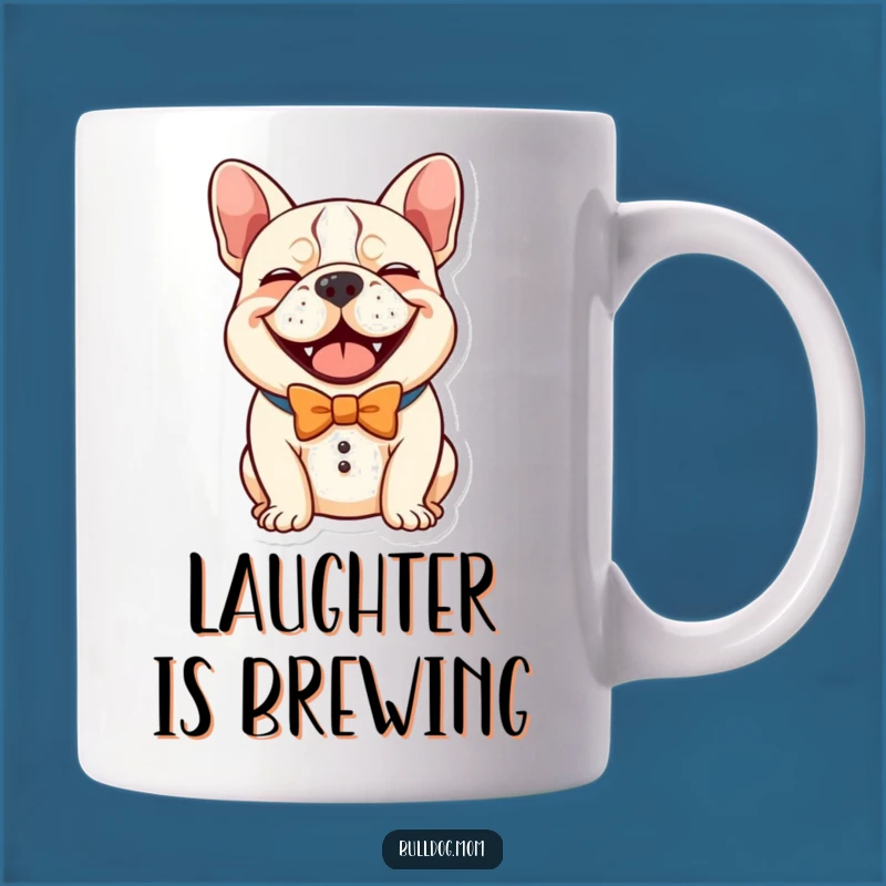 Funny Kawaii Bulldog Laugh Mug: Comical Dog Tie Gift