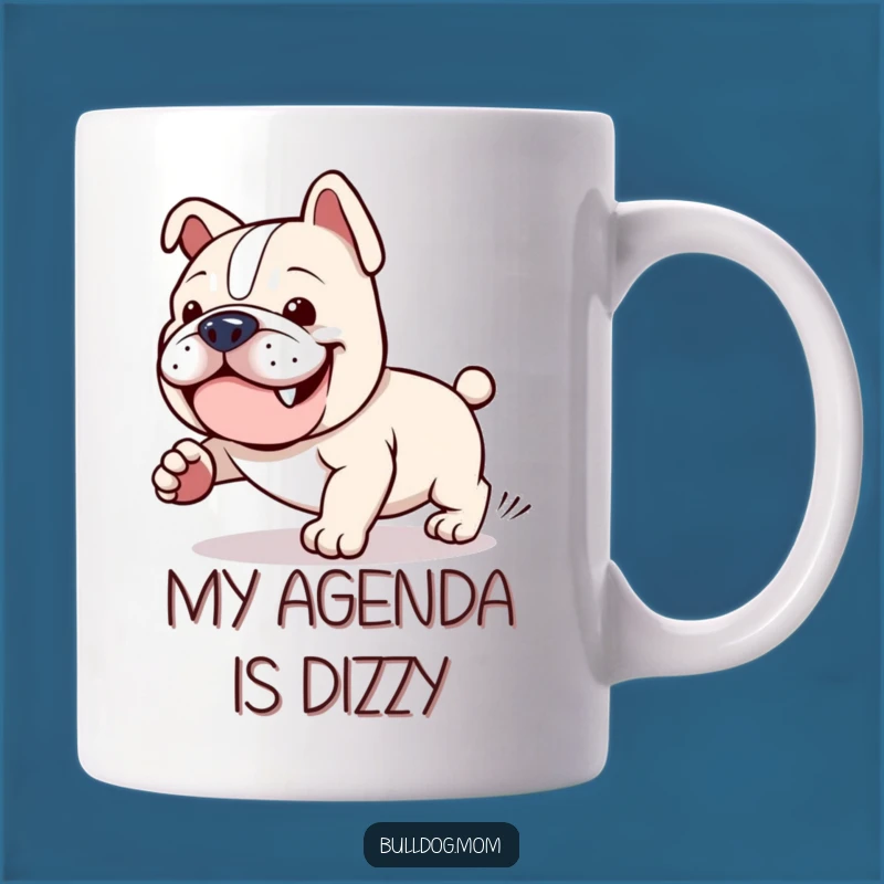 Funny Kawaii Bulldog Tail Chasing Mug: Hilarious Dog Spin Gift
