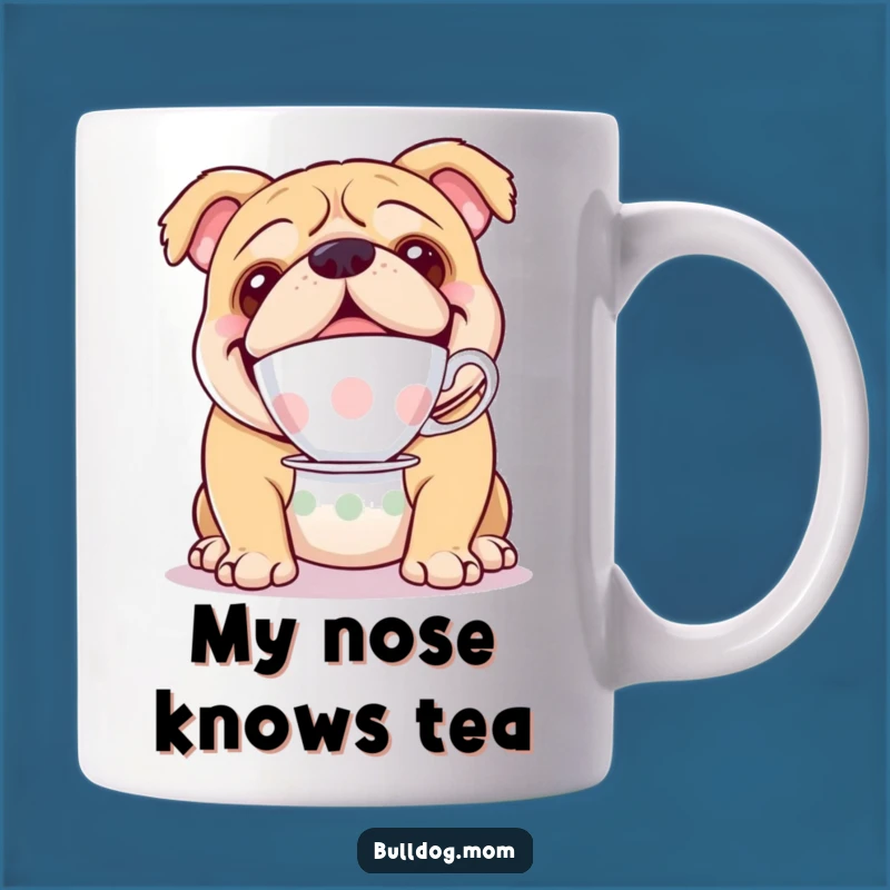 Funny Bulldog Tea Time Mug - Elegant Balancing Dog Lover's Hilarious Gift