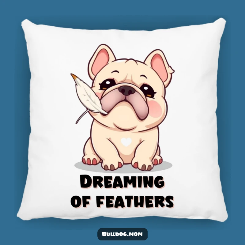 Funny Kawaii Bulldog Snorting Feather Chase Pillow - Cozy Playful Decor