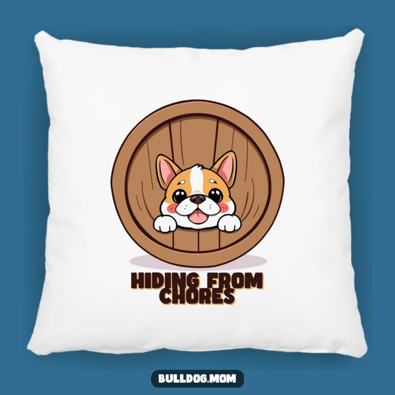 Funny Bulldog Barrel Peek Pillow: Cozy Humor for Couch Cuddles