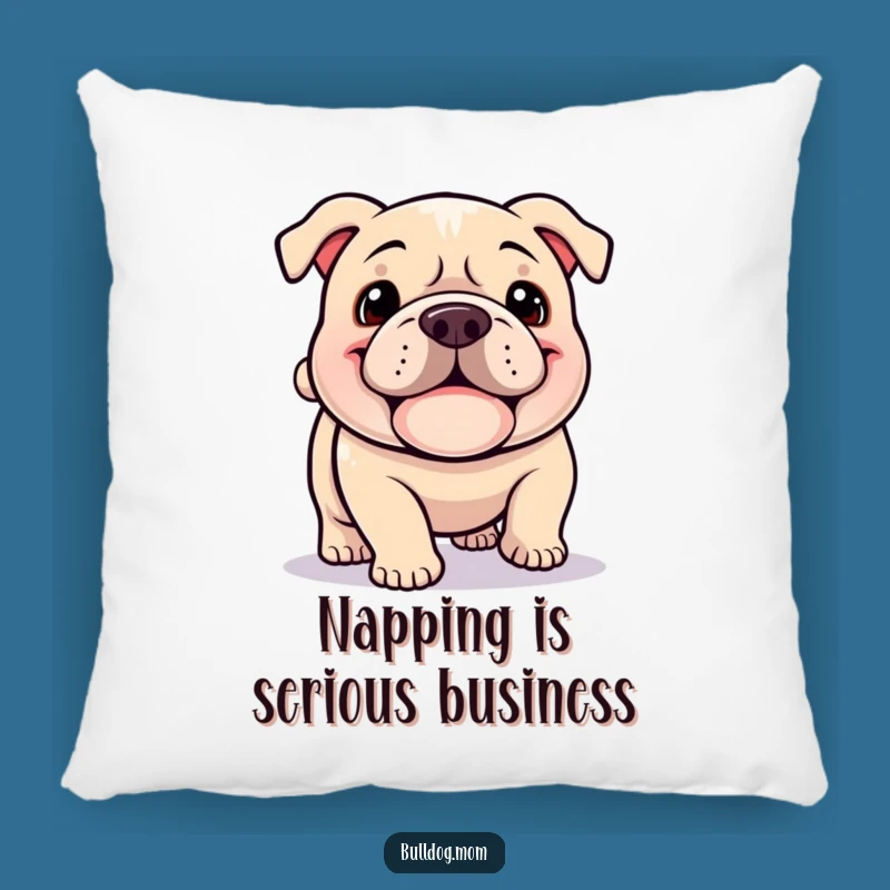 Funny Kawaii Bulldog Pillow: Happy Plodder Cushion, Adorable & Humorous Gift