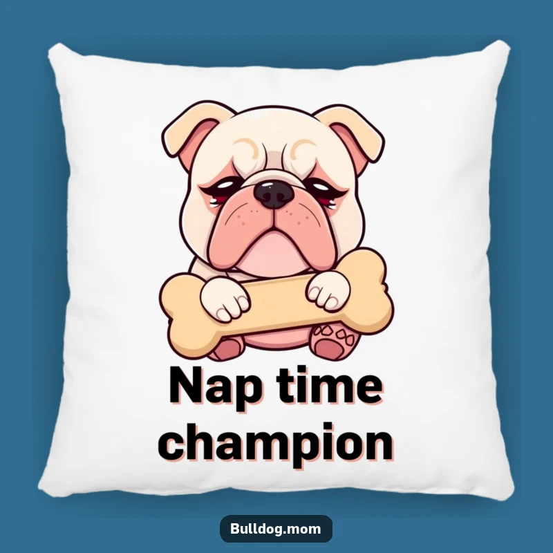 Funny Kawaii Bulldog Droopy Eyes Pillow - Cozy Puppy Cuddling Bone Decor