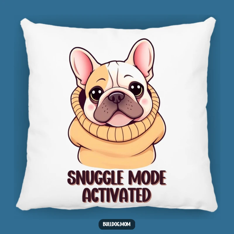 Funny Kawaii Bulldog Pillow: Oversized Sweater Comfort