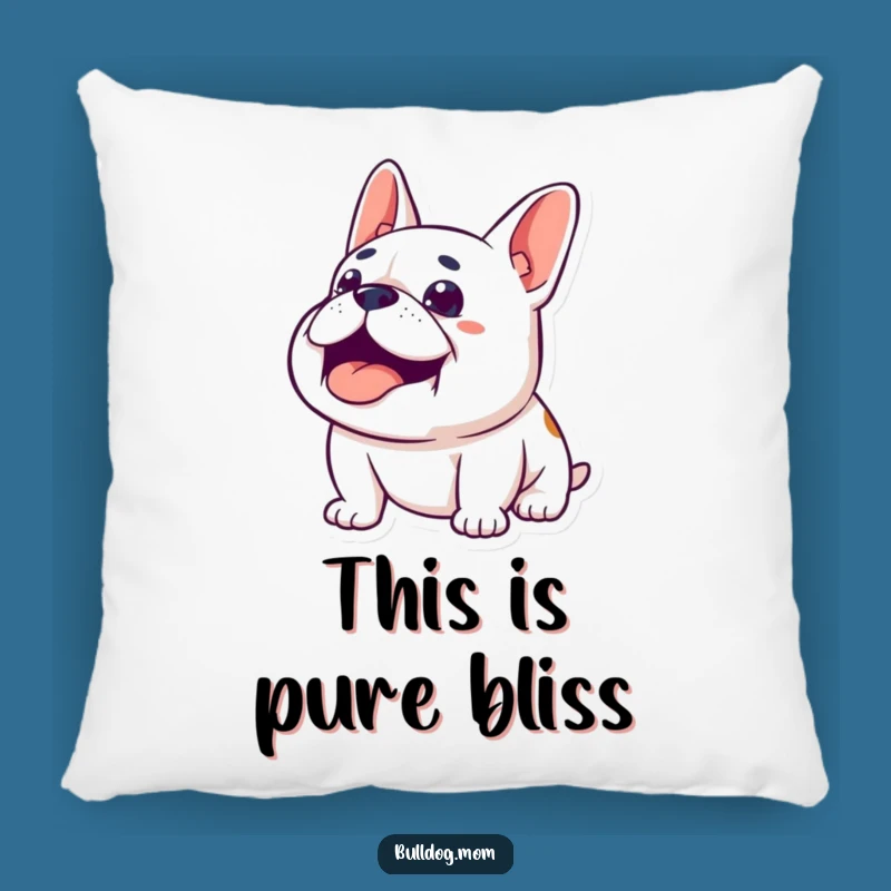 Funny Content Bulldog Pillow: Soft pillow with a happy sighing pup, a cozy and funny gift.