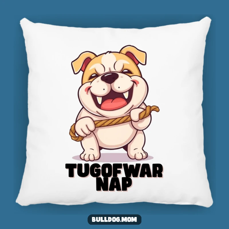 Funny Kawaii Bulldog Tug-of-War Pillow - Cozy Happy Grunt Decor