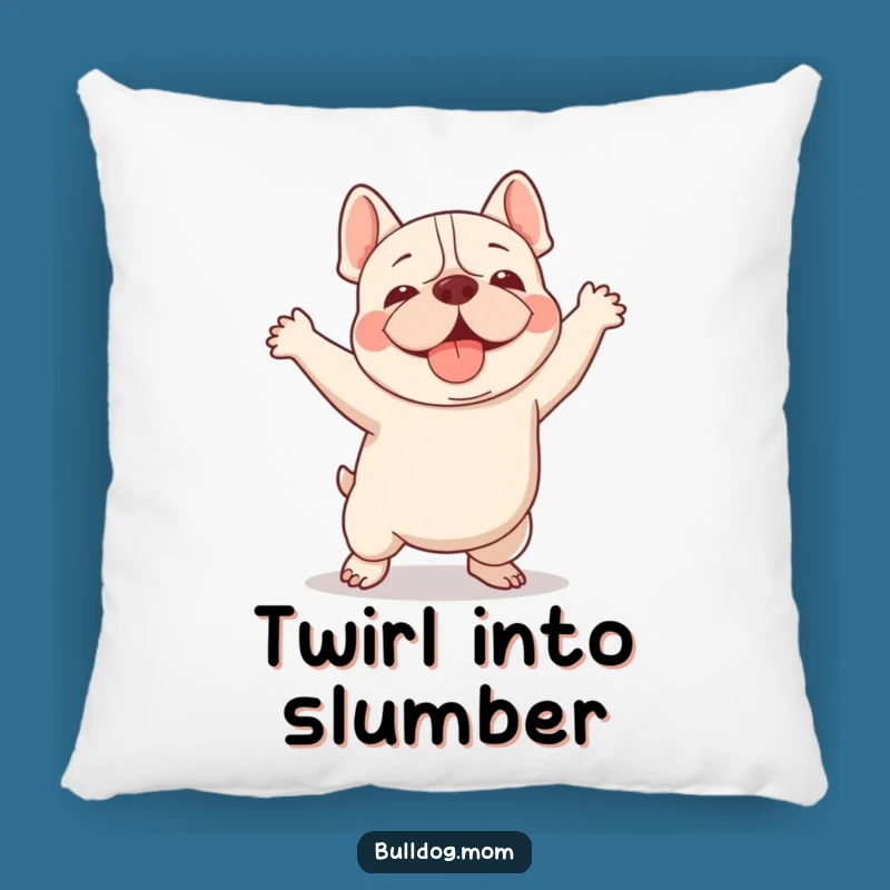 Funny Kawaii Bulldog Pillow: Clumsy Happy Dance Comfort, Comedic Decor