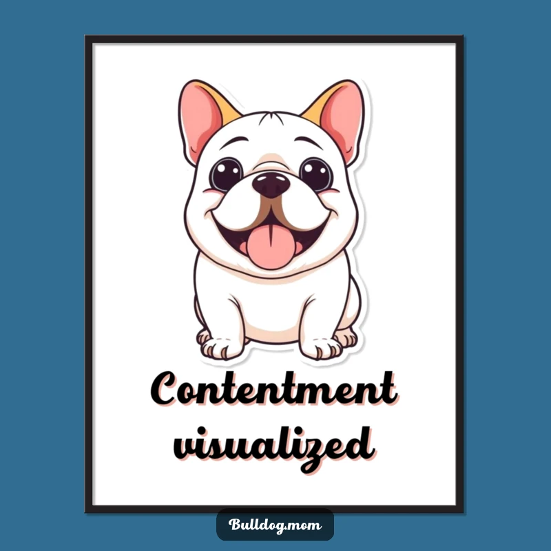 Funny Kawaii Bulldog Smile Digital Art: Hilarious Downloadable Gift for Joyful Homes!
