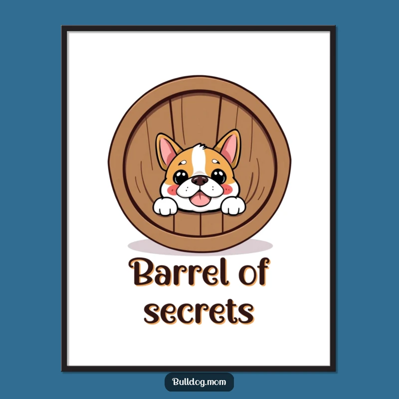 Funny Bulldog Barrel Peek Art: Instant Smile for Your Walls