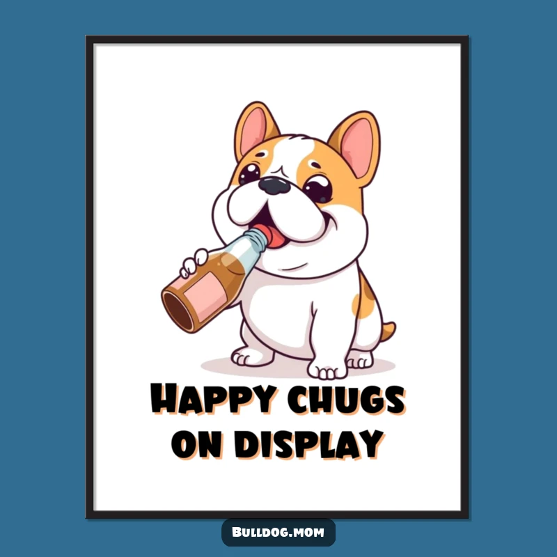 Funny Bulldog Chug Digital Art: Happy Vibes for Your Walls