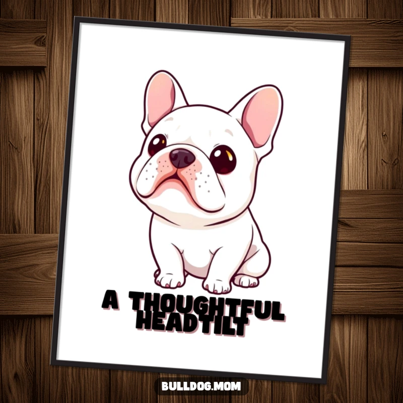 Funny Kawaii Bulldog Digital Art showing a cute bulldog tilting its head, radiating a sense of deep curiosity.