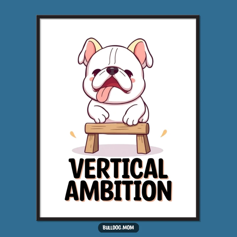 Funny Kawaii Bulldog Jump Digital Art: Instant Motivational Decor