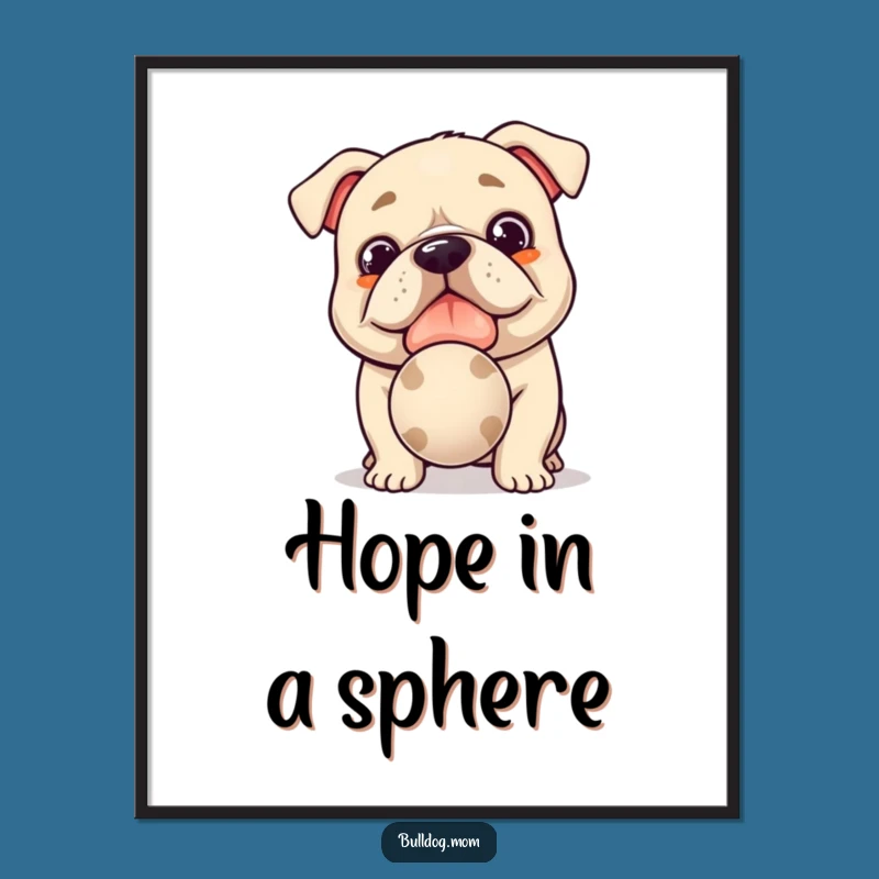 Funny Kawaii Bulldog Digital Print: Playful Pup Art, a Unique Dog Lover Gift