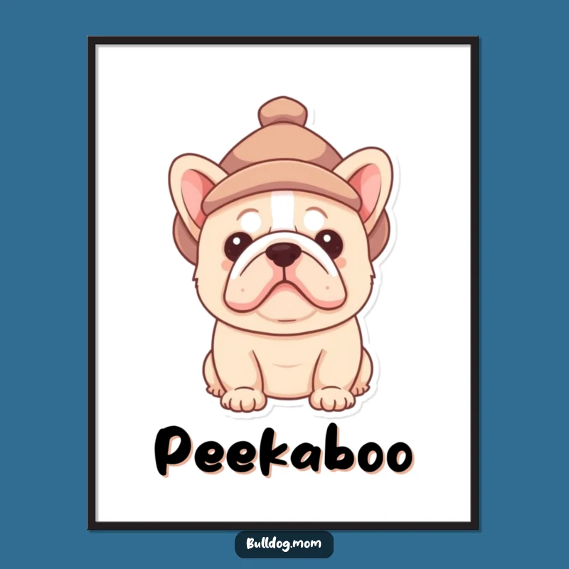 Funny Bulldog Hat Peek Digital Art - Instant Pup Charm Gift