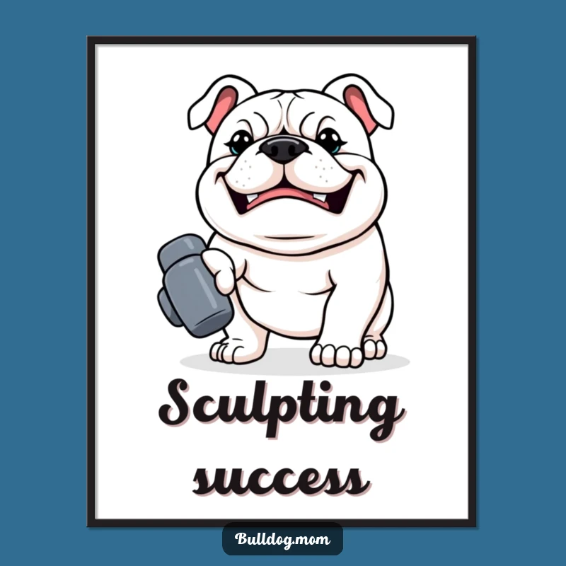 Instant Motivation: Funny Kawaii Bulldog Dumbbell Art Print