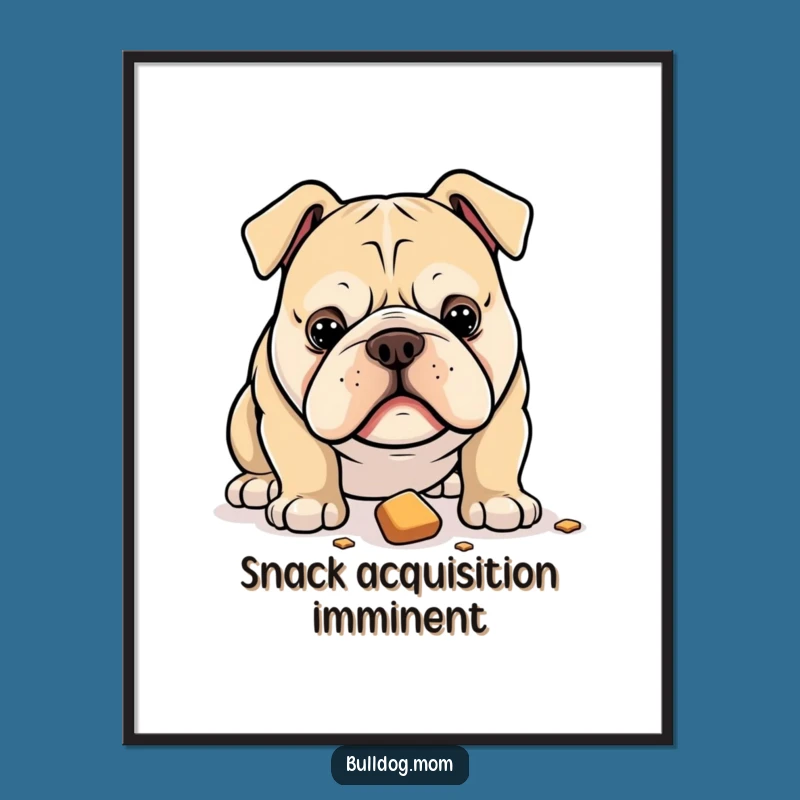 Funny Bulldog Digital Art: Intense Treat Focus Print Gift