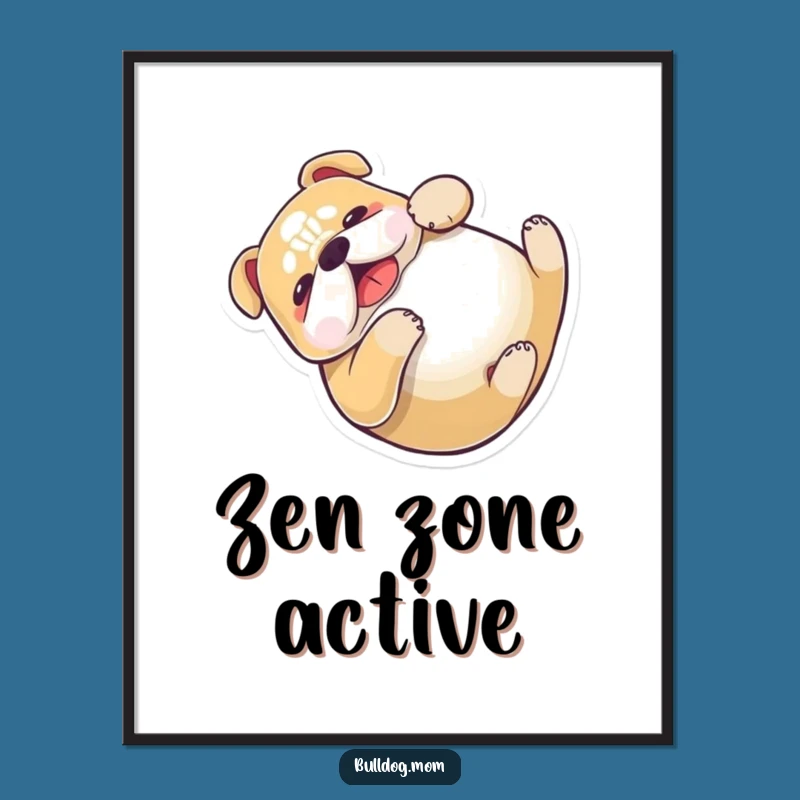Funny Kawaii Bulldog Digital Print - Playful Pup Wall Art Gift